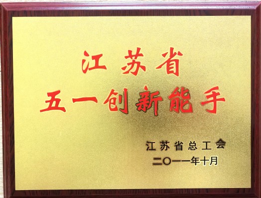 江苏省总工会授予《江苏省五一创新能手》